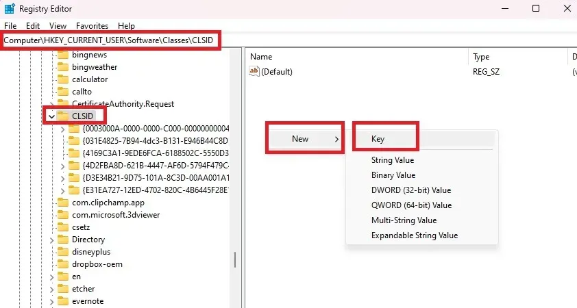 La creazione di una nuova chiave di registro per tornare a Windows 11 mostra più opzioni per impostazione predefinita.