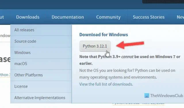 Python installeren in Windows 11/10