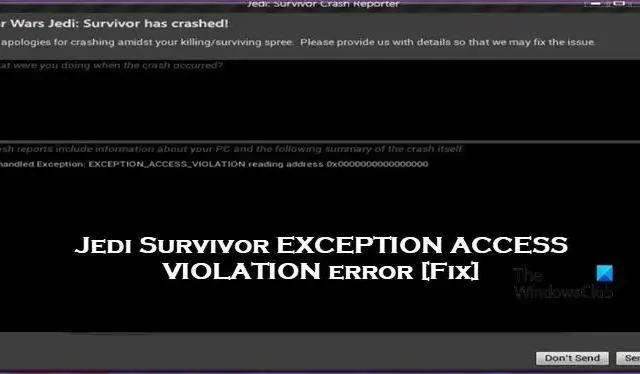 Jedi Survivor EXCEPTION ACCESS VIOLATION 錯誤 [修復]