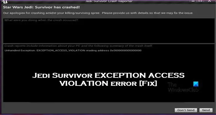 Jedi Survivor EXCEPTION ACCESS VIOLATION 錯誤 [修復]