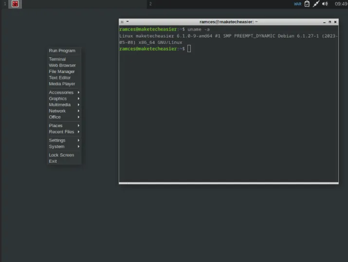 Een screenshot van het standaard Crunchbang++-bureaublad.