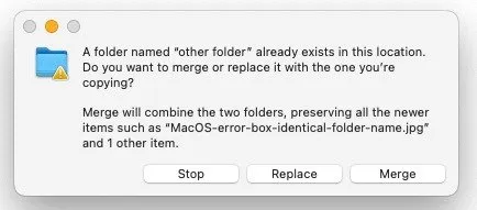 Erreur de nom de dossier en double macOS
