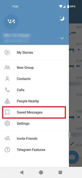 Envíe usted mismo mensajes guardados de Telegram Android