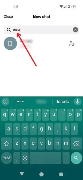 Recherche de votre propre nom dans l'application TikTok pour Android.