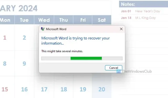 Microsoft Word está intentando recuperar su información [Solucionar]