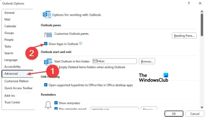 mover la barra de herramientas de Outlook de lado a abajo