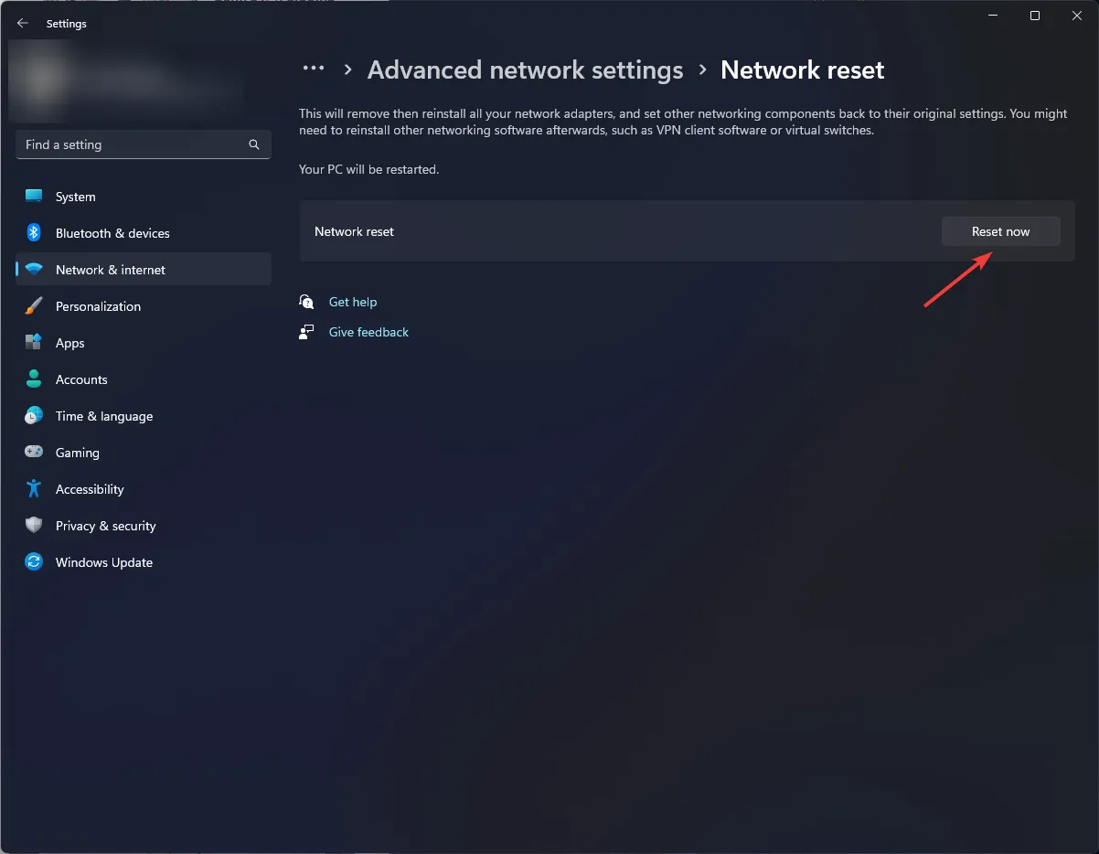 Réinitialisation du réseau maintenant - err_proxy_connection_failed