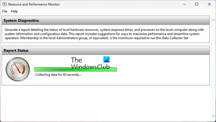 Performance Monitor è bloccato nella raccolta dei dati per 60 secondi