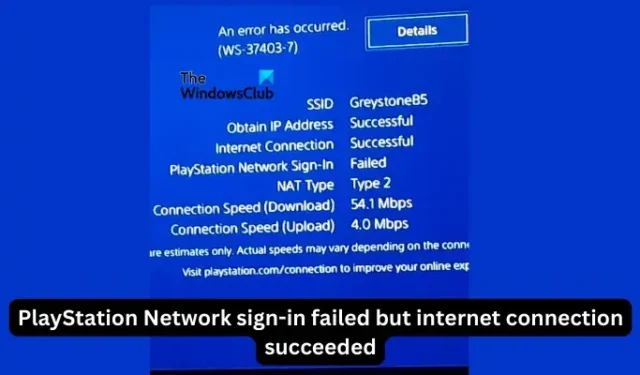 La connexion au PlayStation Network a échoué mais la connexion Internet a réussi