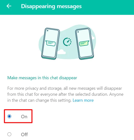 Aktivieren Sie verschwindende Nachrichten auf WhatsApp Web