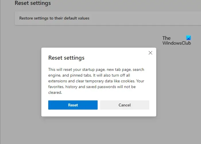 Restablecer la configuración en el navegador Edge