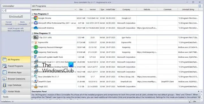Windows PC 用 Revo アンインストーラー無料
