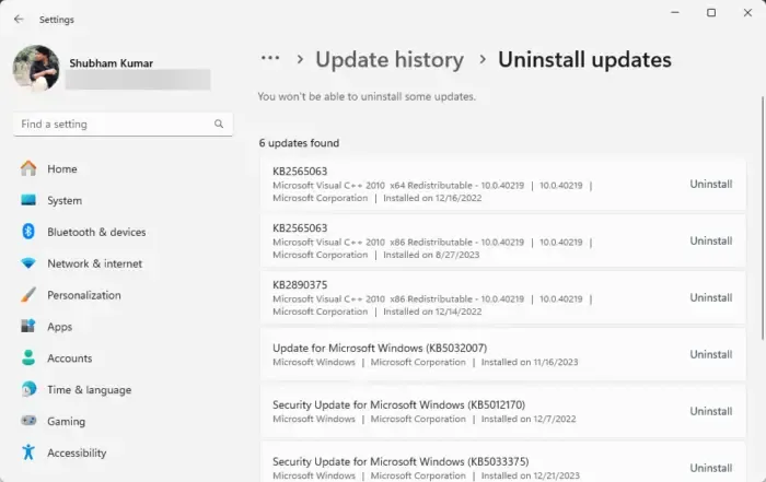 Reverter o Windows Update
