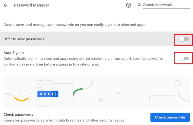 Scannen Sie gespeicherte Passwörter in Chrome