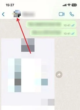 Tocando la foto de perfil en el chat de WhatsApp para iOS.