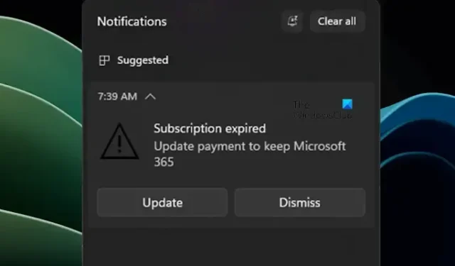 Abbonamento scaduto, aggiornamento del pagamento per mantenere Microsoft 365