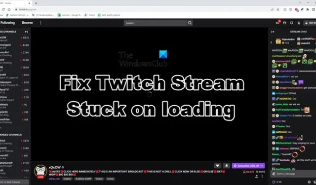 Reparar Twitch Stream atascado al cargar