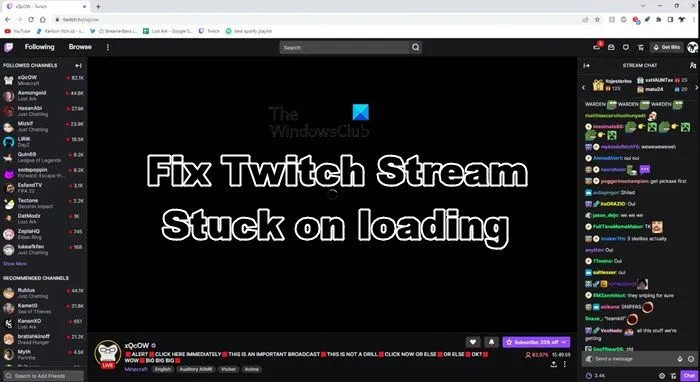 Twitch Stream bloccato durante il caricamento