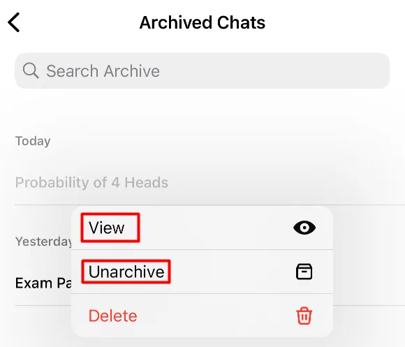 iPhone で ChatGPT チャットを表示またはアーカイブ解除する