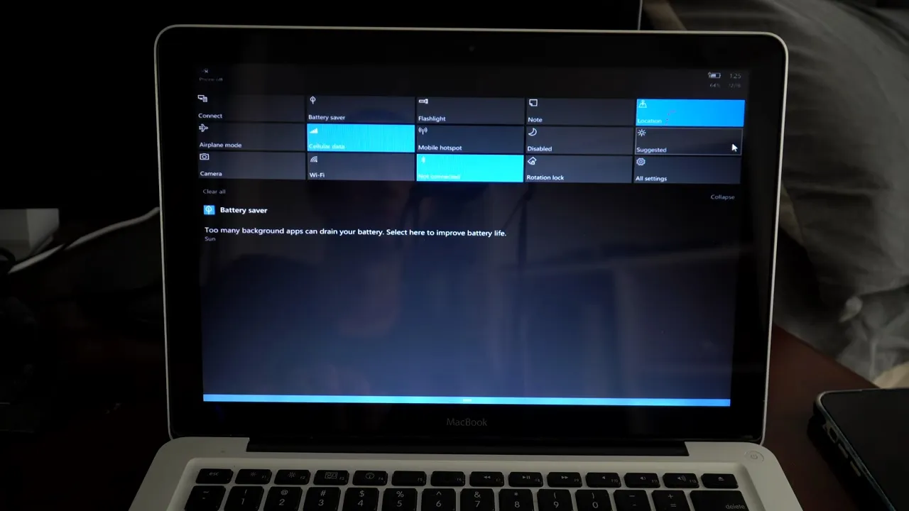 MacBook의 Windows 10 모바일