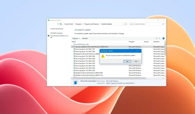 Windows 10 で更新プログラムをアンインストールする方法