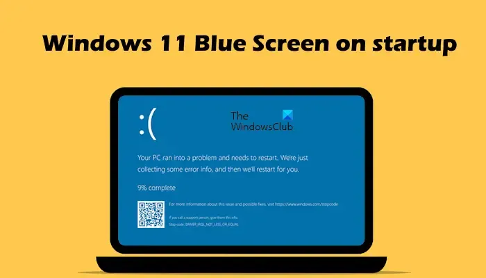 Niebieski ekran systemu Windows 11 podczas uruchamiania