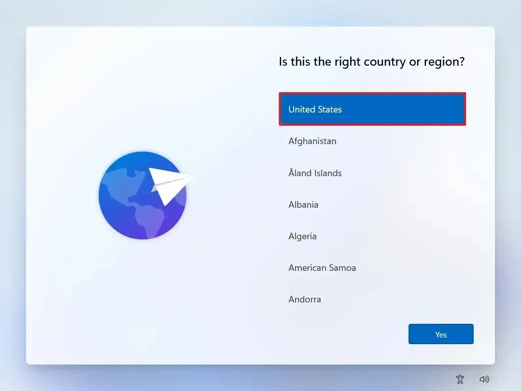 Instalación limpia de Windows 11 OOBE elegir región