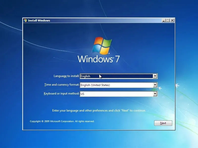 Asistente de instalación de Windows 7