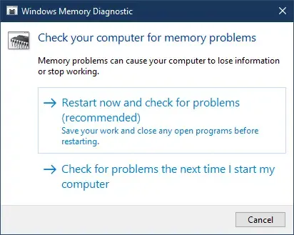 Strumento di diagnostica della memoria di Windows