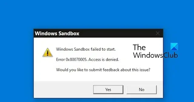 Nie udało się uruchomić Windows Sandbox – odmowa dostępu