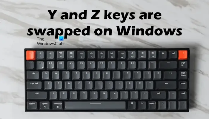 Windows で交換される Y Z キー