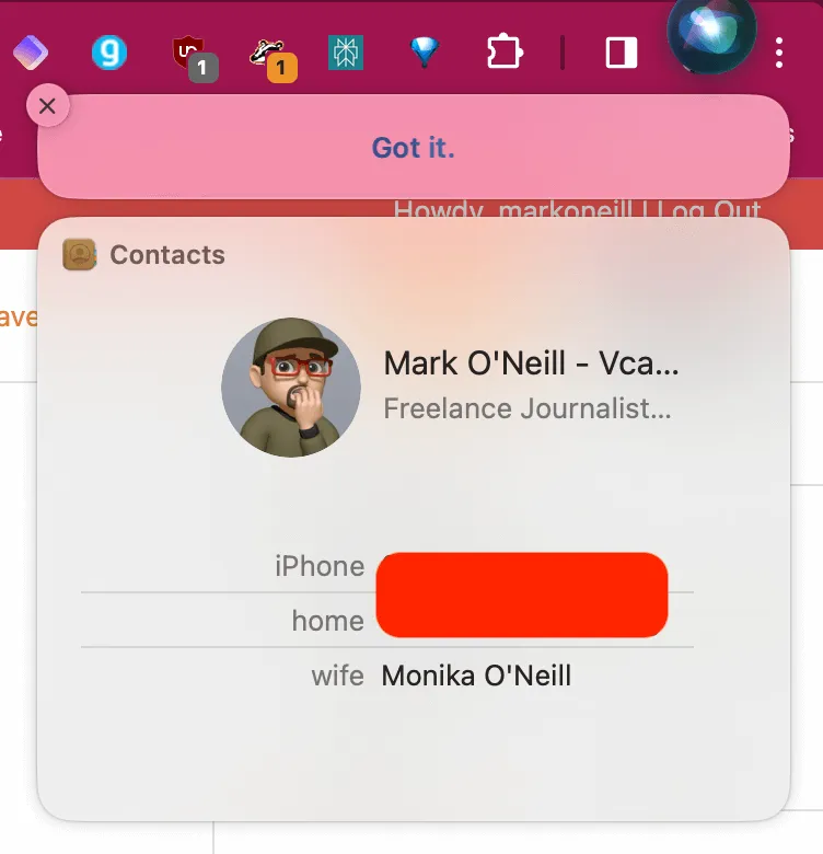Confirmer la relation ajoutée au contact Mac