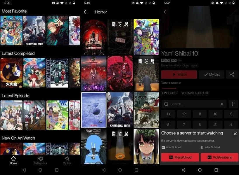 Przegląd interfejsu Anilaba na Androidzie.