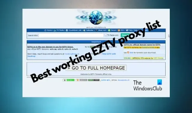 Lista de proxy EZTV com melhor funcionamento