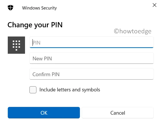 以前の Windows 11 PIN を変更または更新する