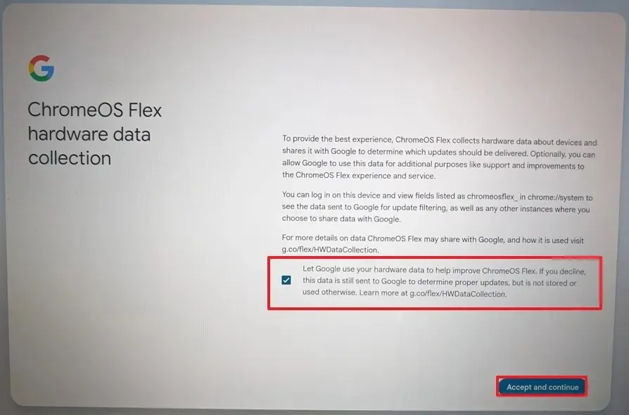 ChromeOS Flex desactiva la recopilación de datos