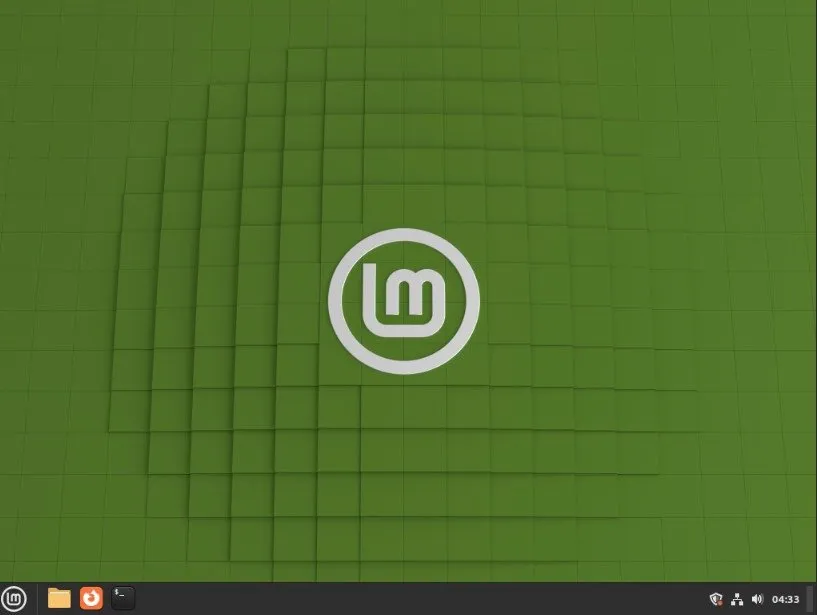 Uma captura de tela da área de trabalho padrão do Cinnamon no Linux Mint.