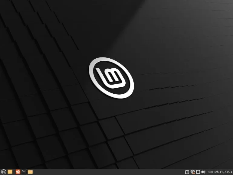 Una captura de pantalla del escritorio Mate predeterminado en Linux Mint.