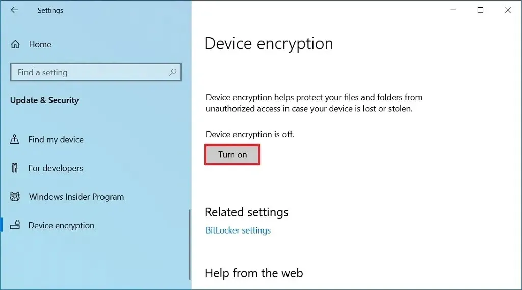 Windows 10 デバイスの暗号化