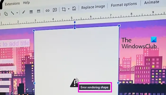 Errore durante il rendering della forma in Presentazioni Google