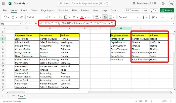 Excel FILTER Functie met meerdere criteria
