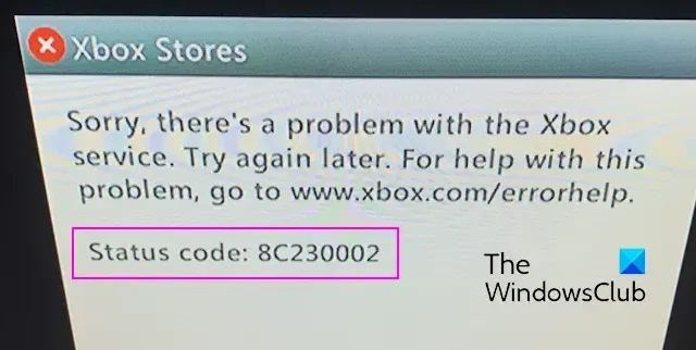 Correction du code d’erreur Xbox 8C230002