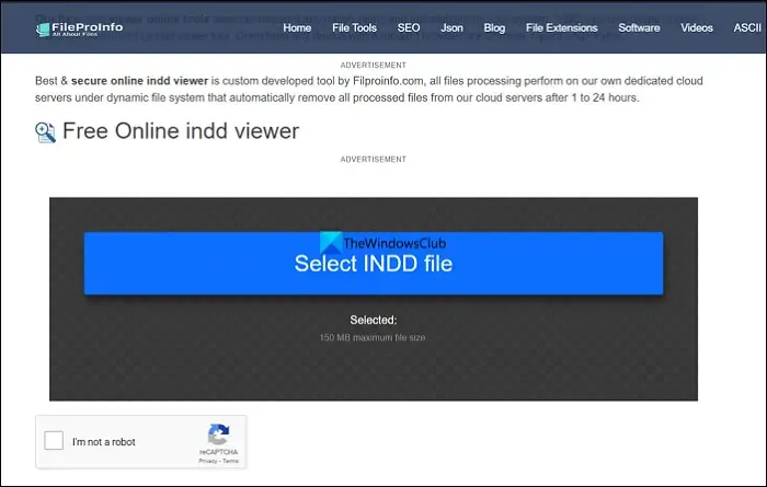 visualizzatore di file INDD gratuito online
