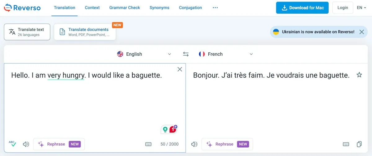 Usare Reverso per tradurre dall'inglese al francese