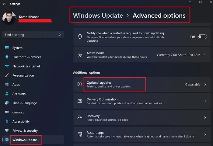 Como instalar drivers e atualizações opcionais no Windows 11
