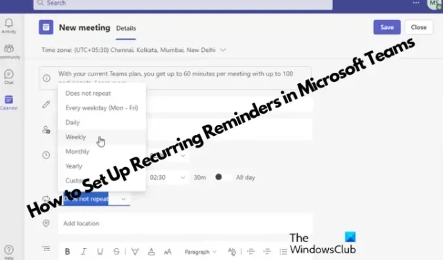 Como configurar lembretes recorrentes no Microsoft Teams?