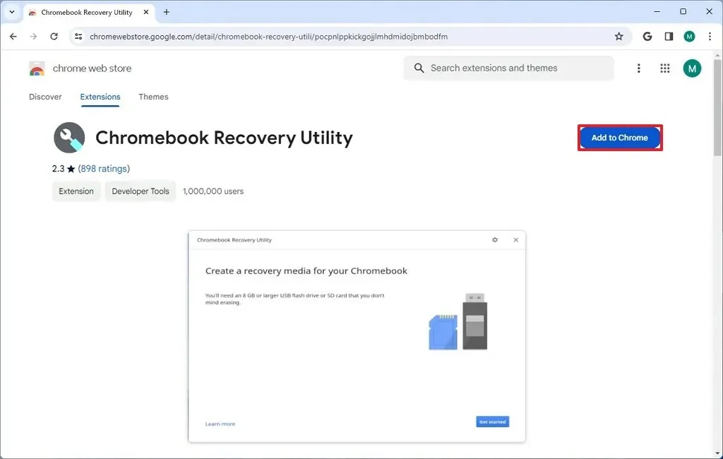Instale o utilitário de recuperação do Chromebook