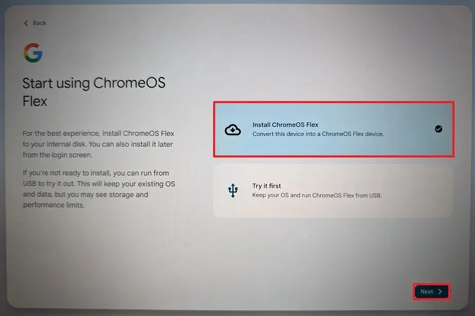 Installa Chrome OS Flex