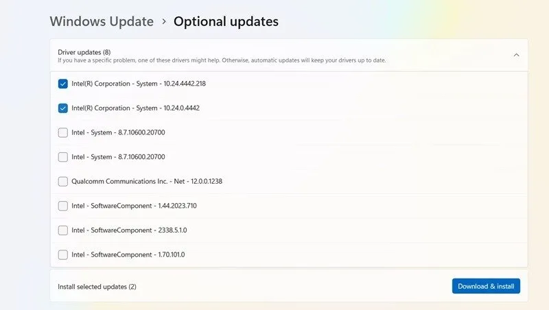 Optionele updates installeren in Windows 11 voor februari 2024.