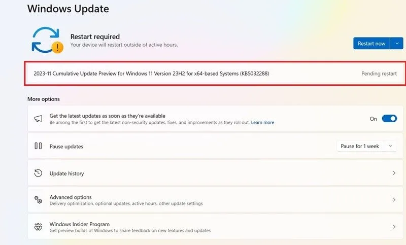 KB5032288-Update in Windows 11 für den 4. Dezember 2023.